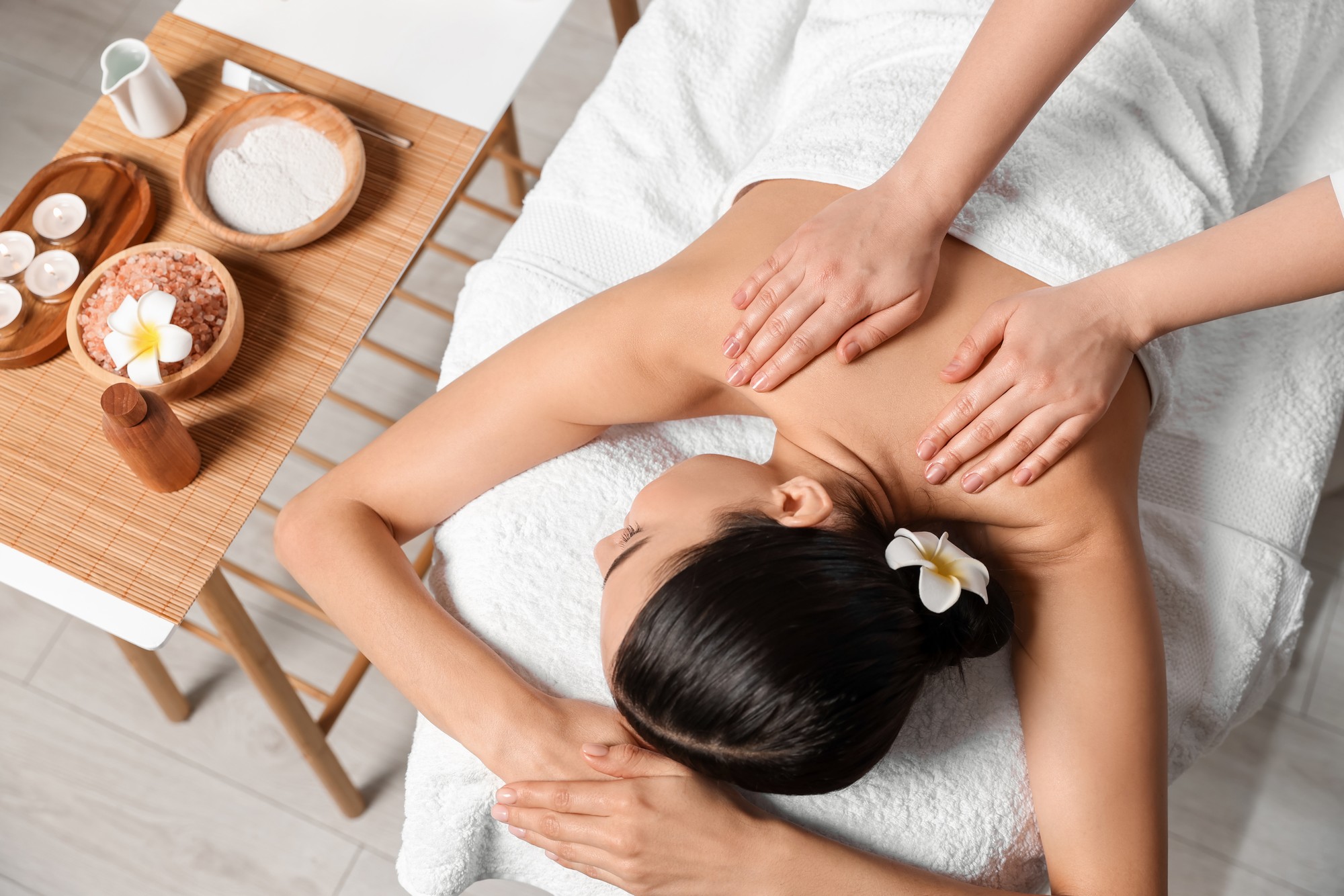 Spa interior with flowers